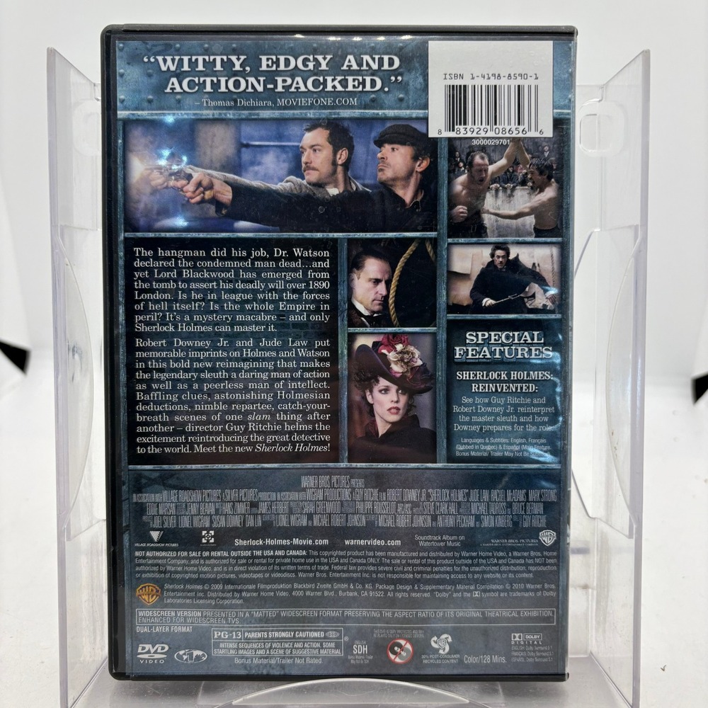 Sherlock Holmes DVD 2009 Robert Downey Jr Jude Law Guy Ritchie Mystery Action